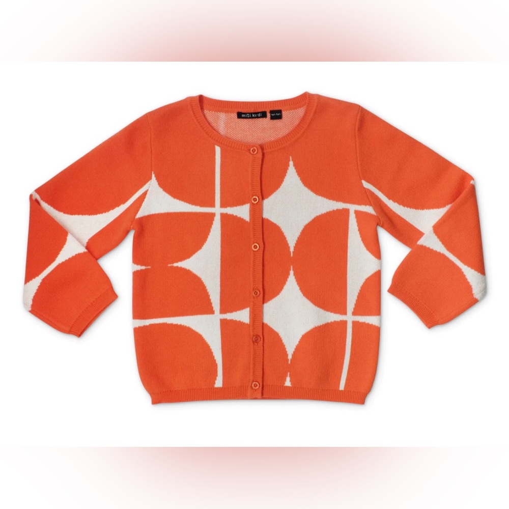 NWT Girls Sz. 2-3 Years Mini Kardi Orange and White Half Moon Cardigan